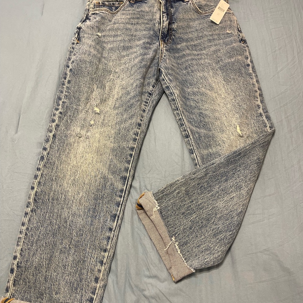 Pilcro Women’s Faded Blue Straight Wide Leg Jeans